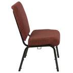 Chaise d'auditorium empilable rembourrée, assise large de 20,5", tissu cannelle/piétement doré veiné