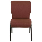 Chaise d'auditorium empilable rembourrée, assise large de 20,5", tissu cannelle/piétement doré veiné