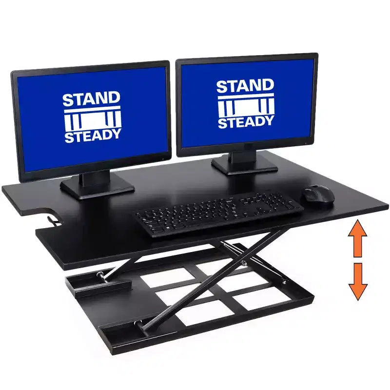 Convertisseur de bureau debout 36" avec réglage pneumatique de la hauteur, noir