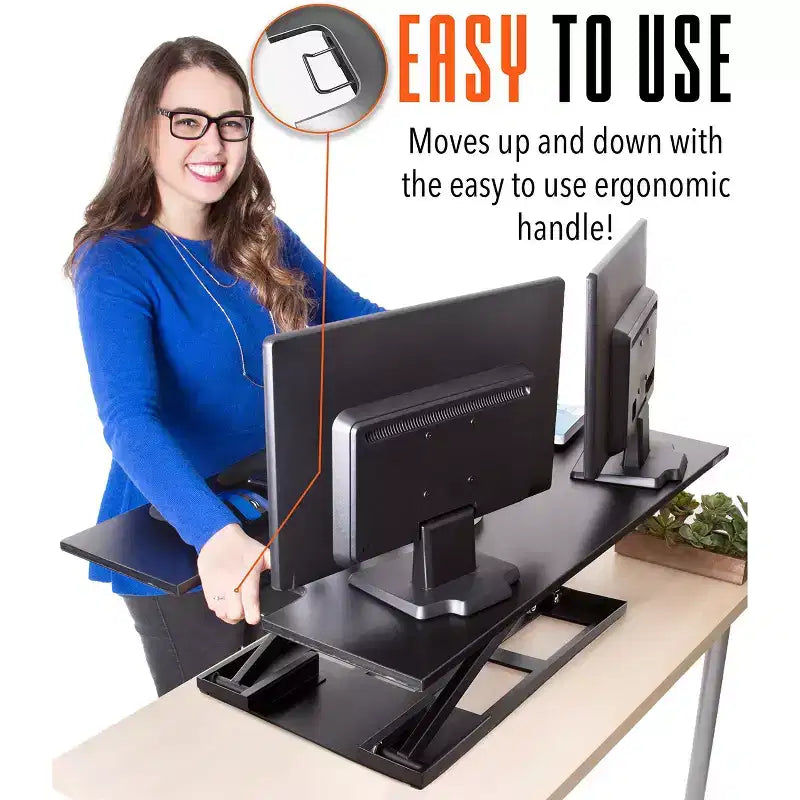 Convertisseur de bureau debout 36" avec réglage pneumatique de la hauteur, noir
