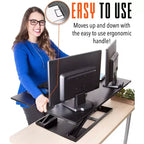 Convertisseur de bureau debout 36" avec réglage pneumatique de la hauteur, noir