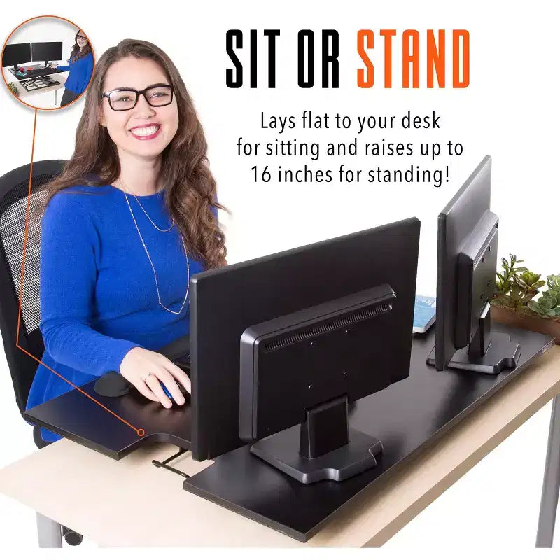 Convertisseur de bureau debout 36" avec réglage pneumatique de la hauteur, noir