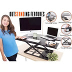 Convertisseur de bureau debout 36" avec réglage pneumatique de la hauteur, noir
