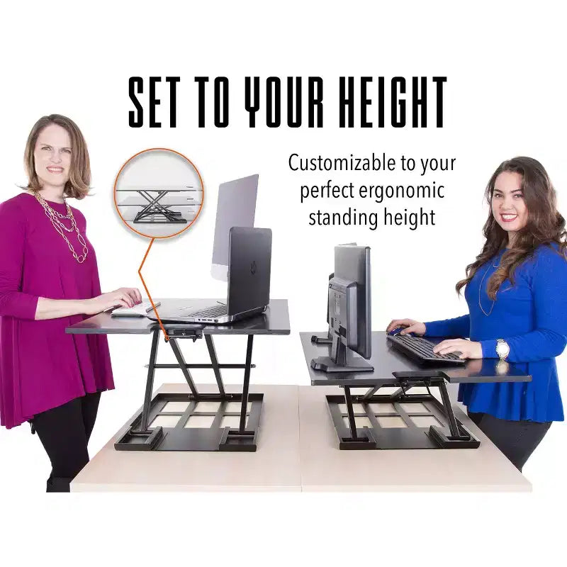Convertisseur de bureau debout 36" avec réglage pneumatique de la hauteur, noir