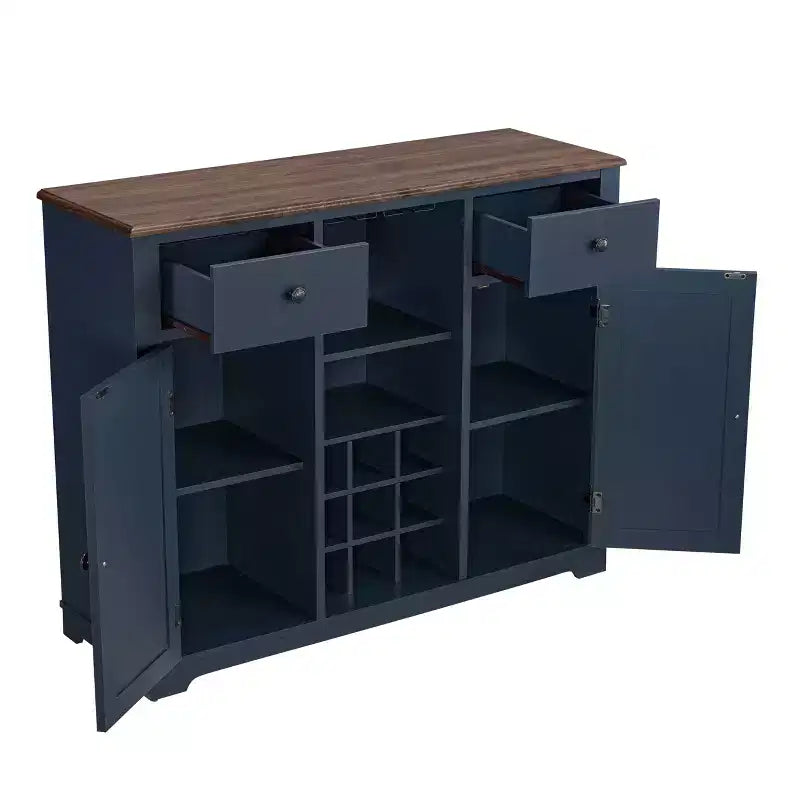Meuble de bar en bois de 47 po avec poignées en nickel brossé