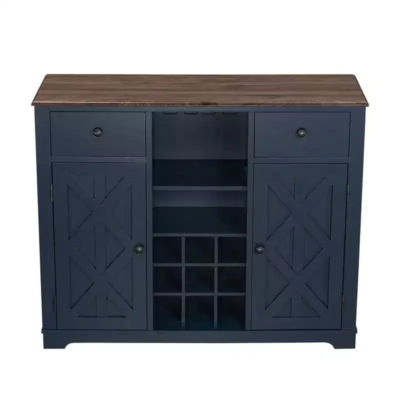 Meuble de bar en bois de 47 po avec poignées en nickel brossé