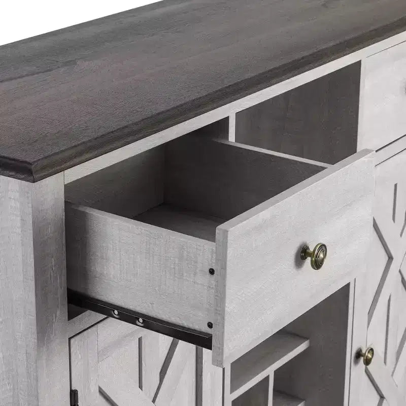 Meuble de bar en bois de 47 po avec poignées en nickel brossé