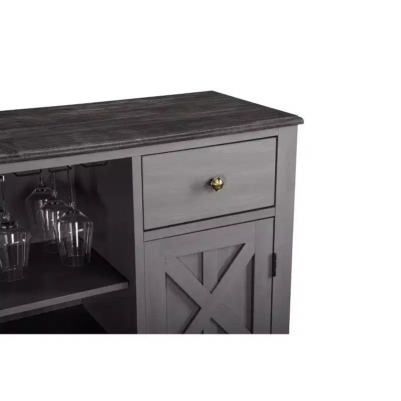 Meuble de bar en bois de 47 po avec poignées en nickel brossé