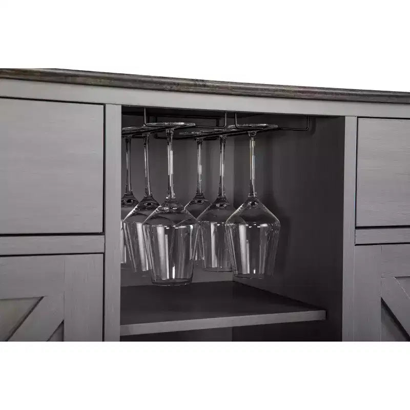 Meuble de bar en bois de 47 po avec poignées en nickel brossé