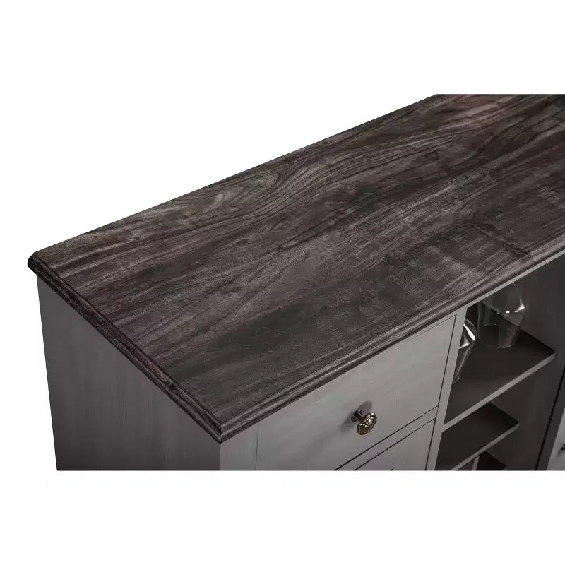 Meuble de bar en bois de 47 po avec poignées en nickel brossé