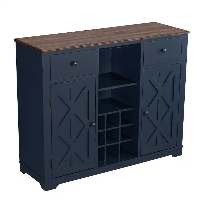 Meuble de bar en bois de 47 po avec poignées en nickel brossé