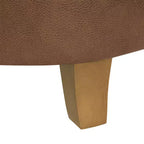 Pouf de rangement rond, similicuir capitonné, brun foncé